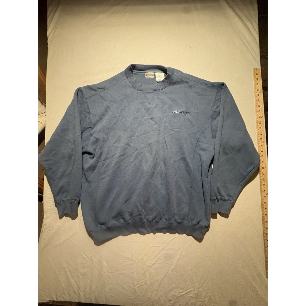 Vintage 90s Reebok Embroidered Logo Light Blue XXL Crewneck Sweatshirt